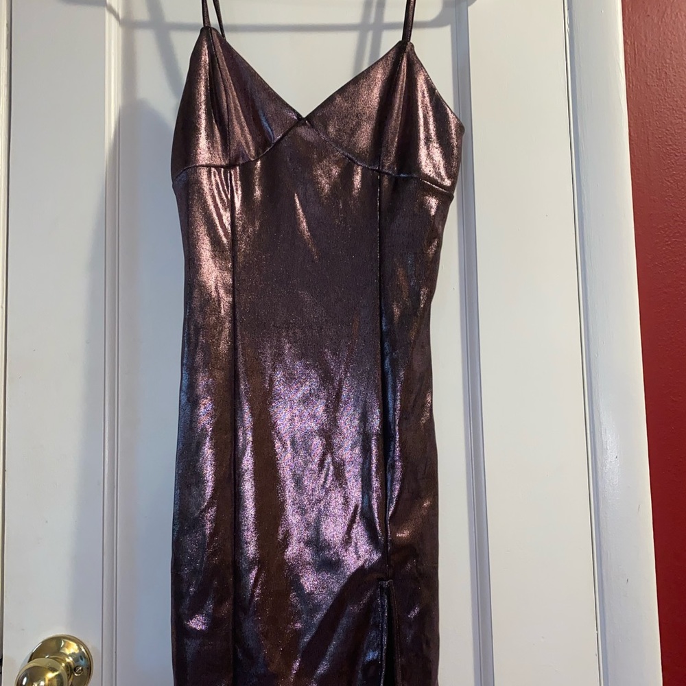 Purple Metallic Mini Dress